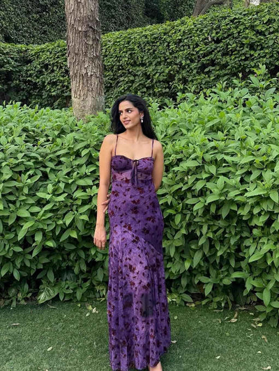 Midnight Bloom Mesh Maxi Dress