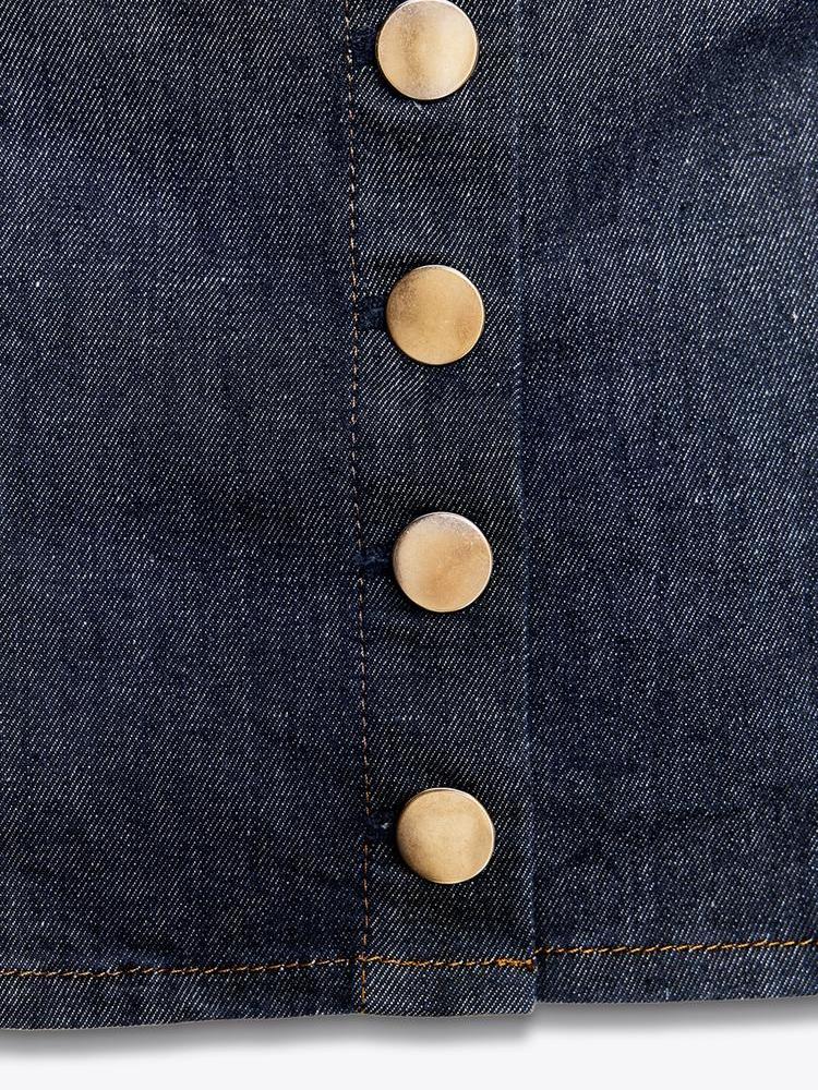 V Neck Denim Vest Crop Top