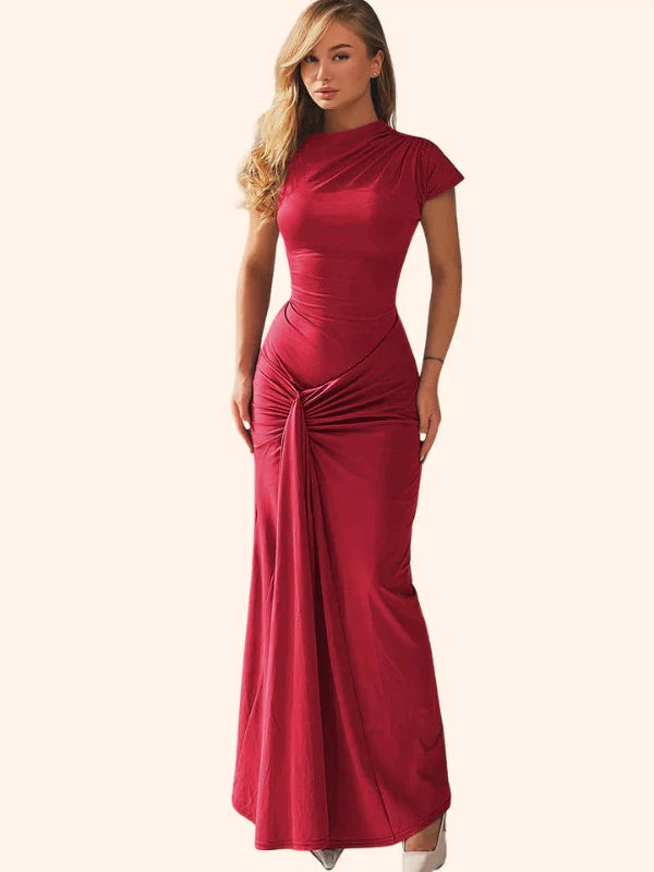 Ruched Lace Maxi Dress