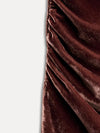 Velvet Spaghetti Strap Ruched Maxi Dress