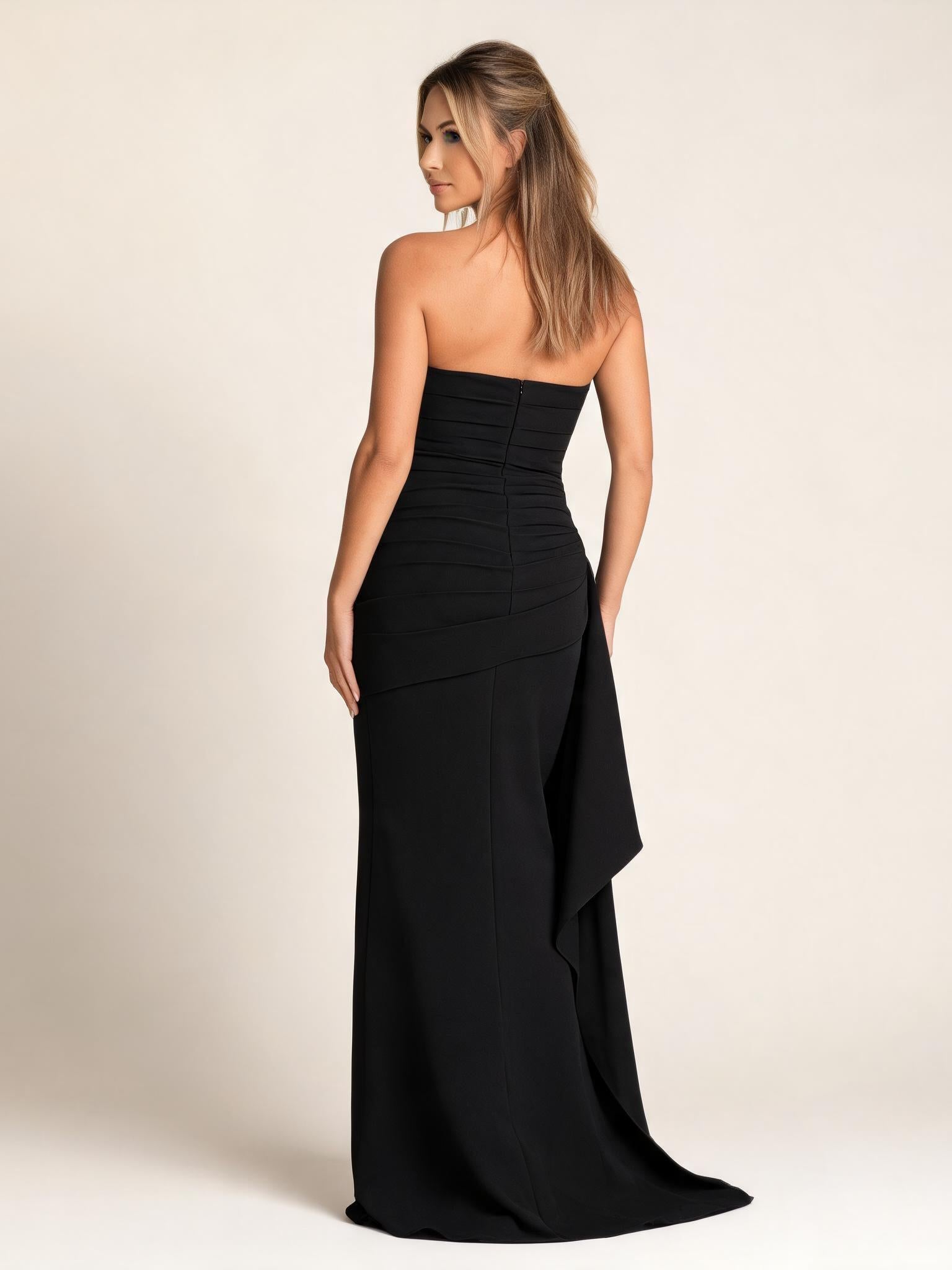 Strapless tube top backless maxi dress by EXCLUSIVES, black, on sale