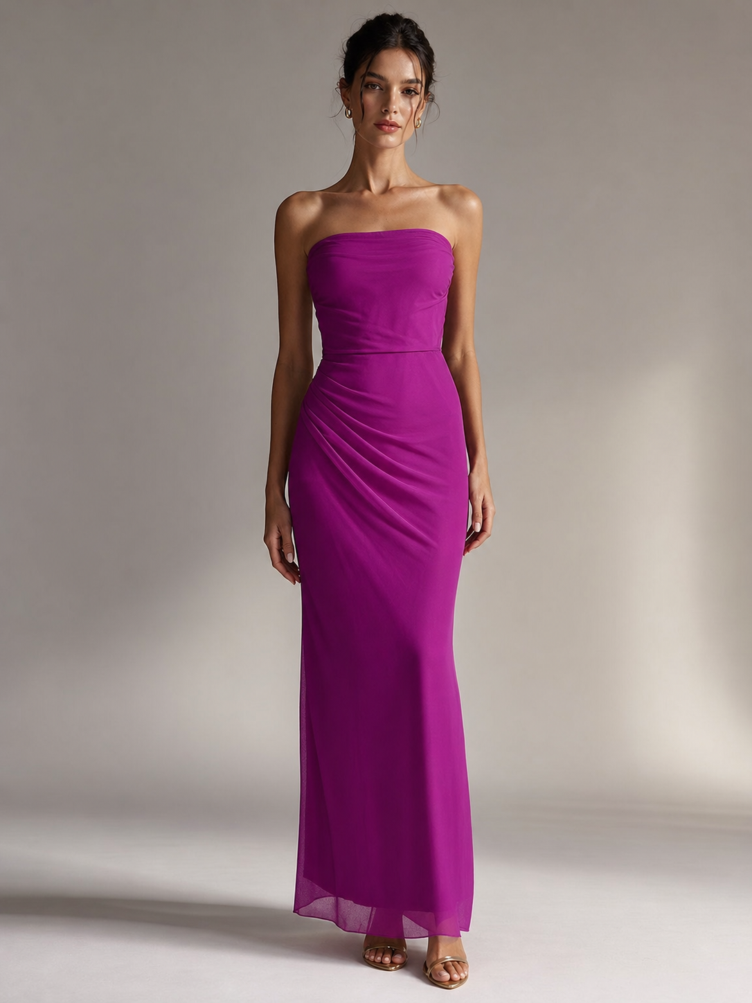 Pink tube high-slit sheath maxi dress by EXCLUSIVES, dresses on sale