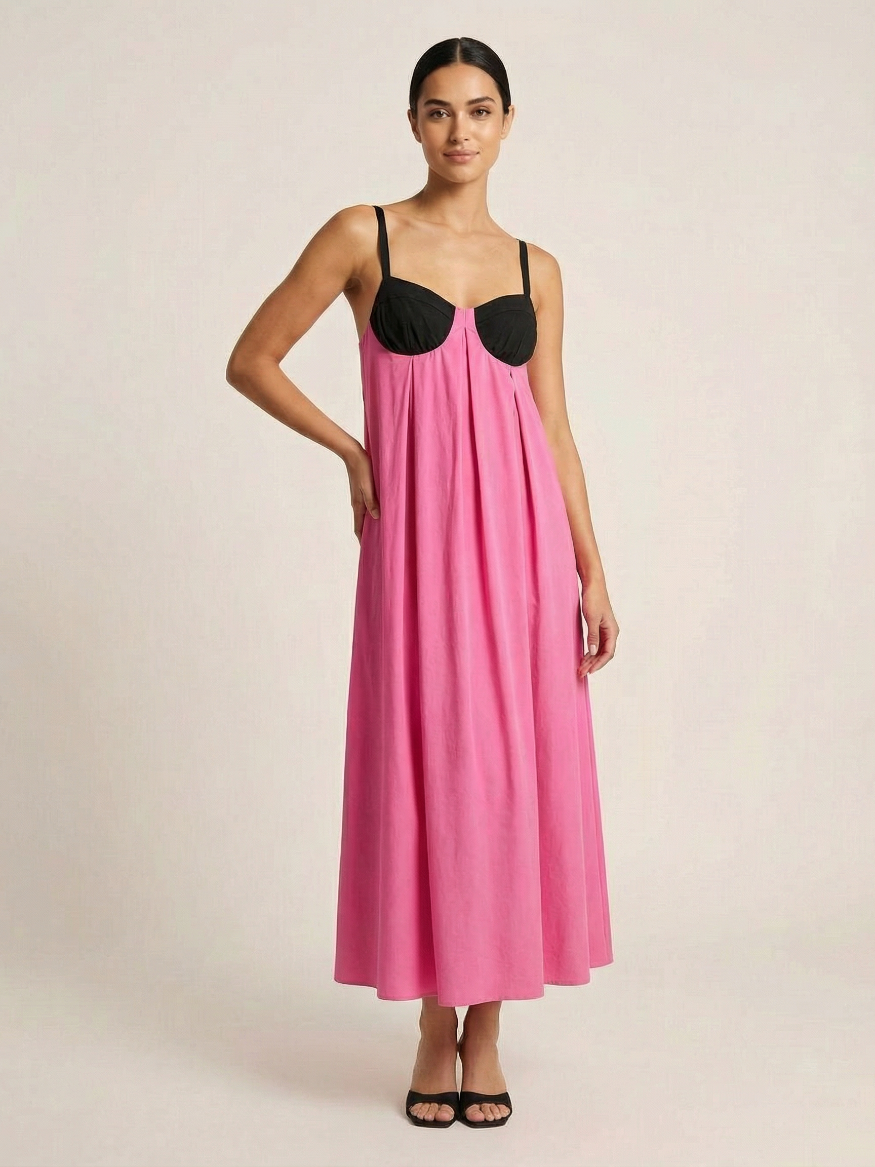 Colorblock Bust Maxi Slip Dress