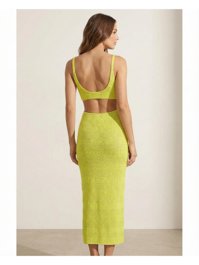 Lime Ring Detail Cut‑Out Knit Maxi Dress