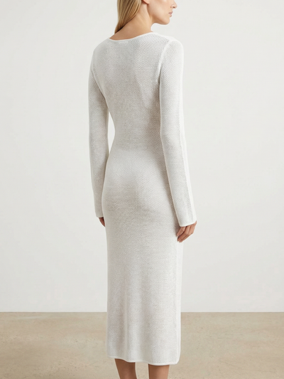 Deep O‑Ring Crochet Maxi Beach Cover‑Up Dress