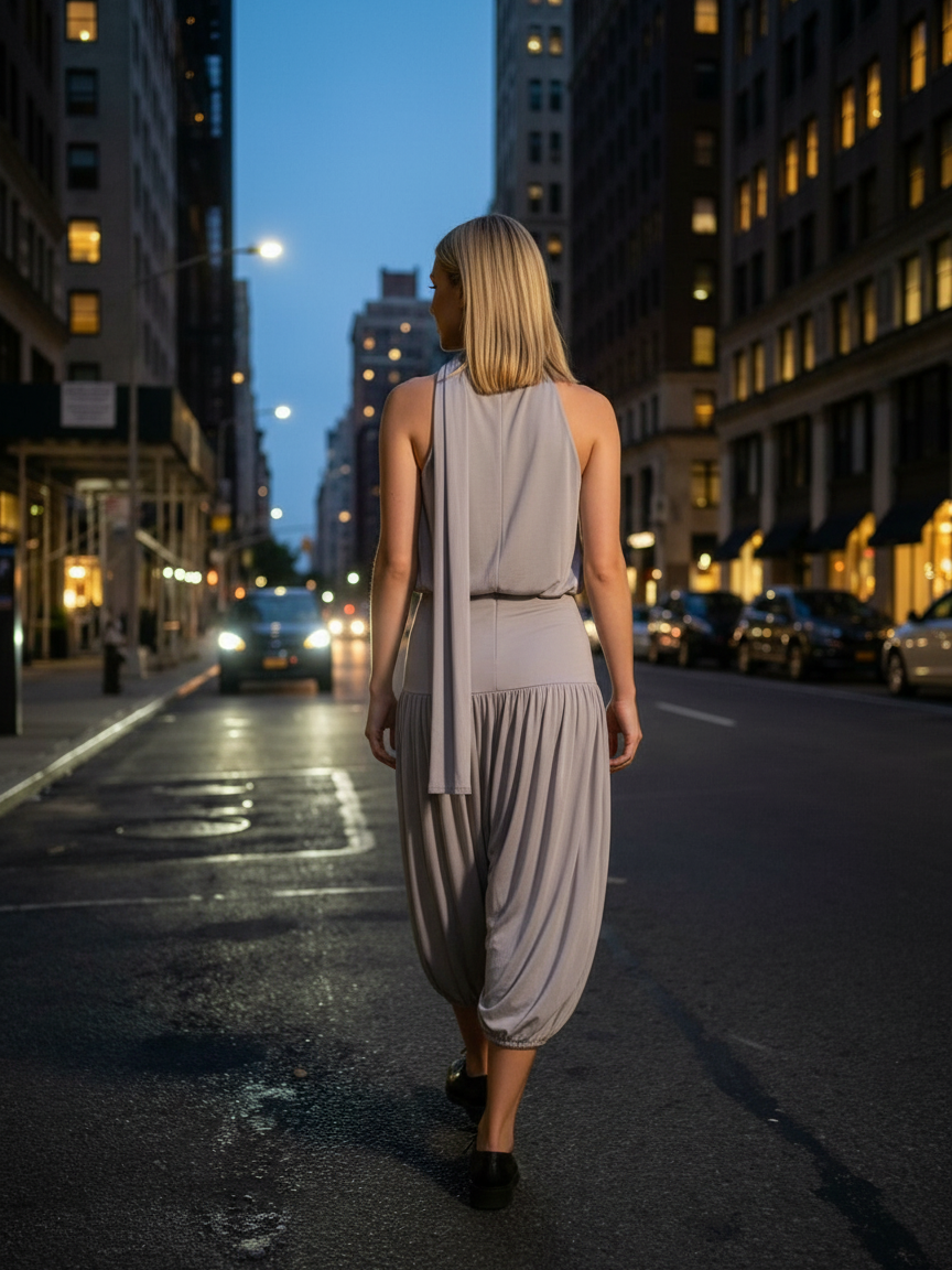 Luna Grey Draped Bodysuit & Balloon Skirt Set