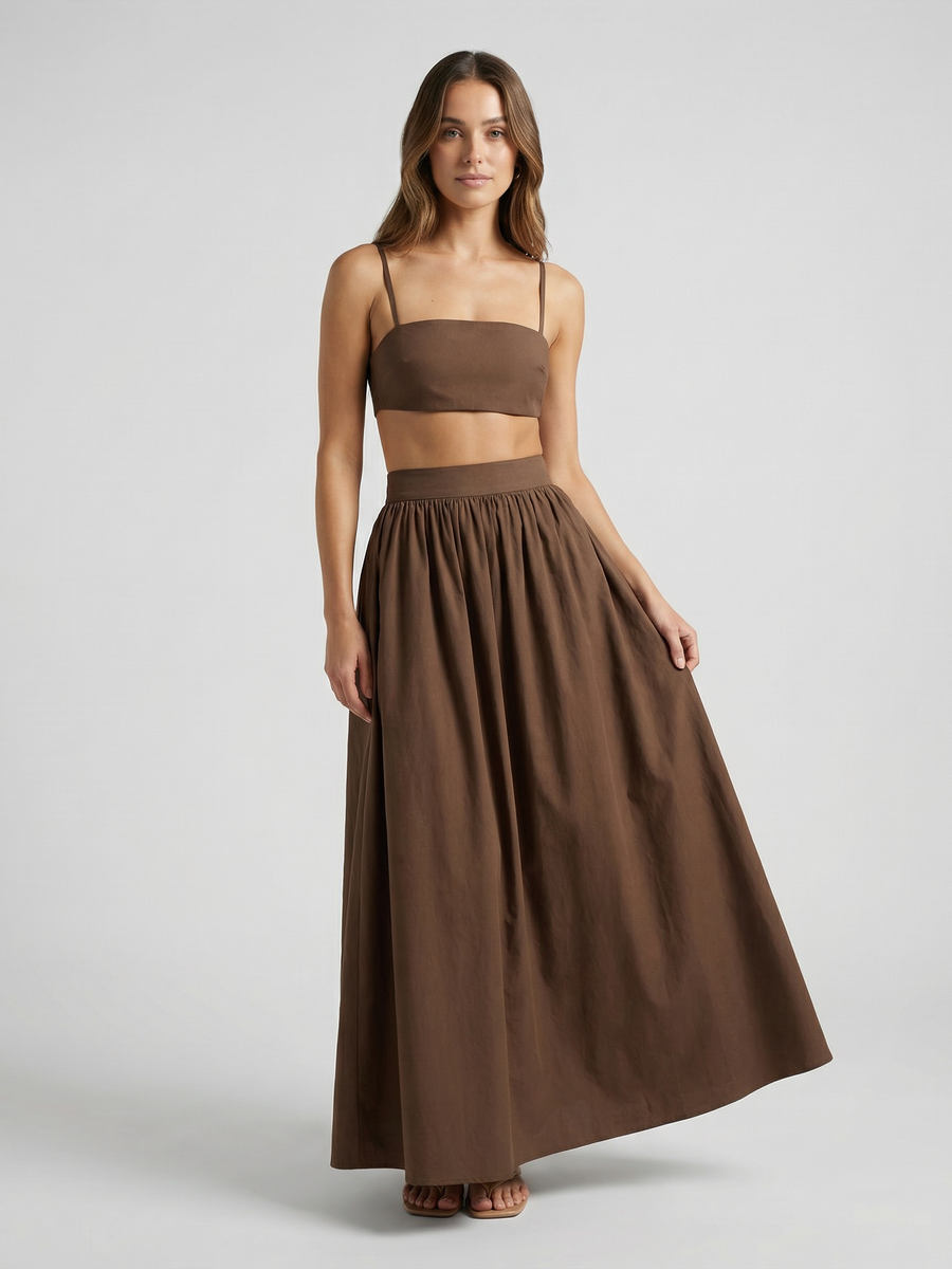 Spaghetti Strap Crop Top & Maxi Skirt Co‑ord Set