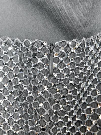 Silver Rhinestone Tube Short Dress