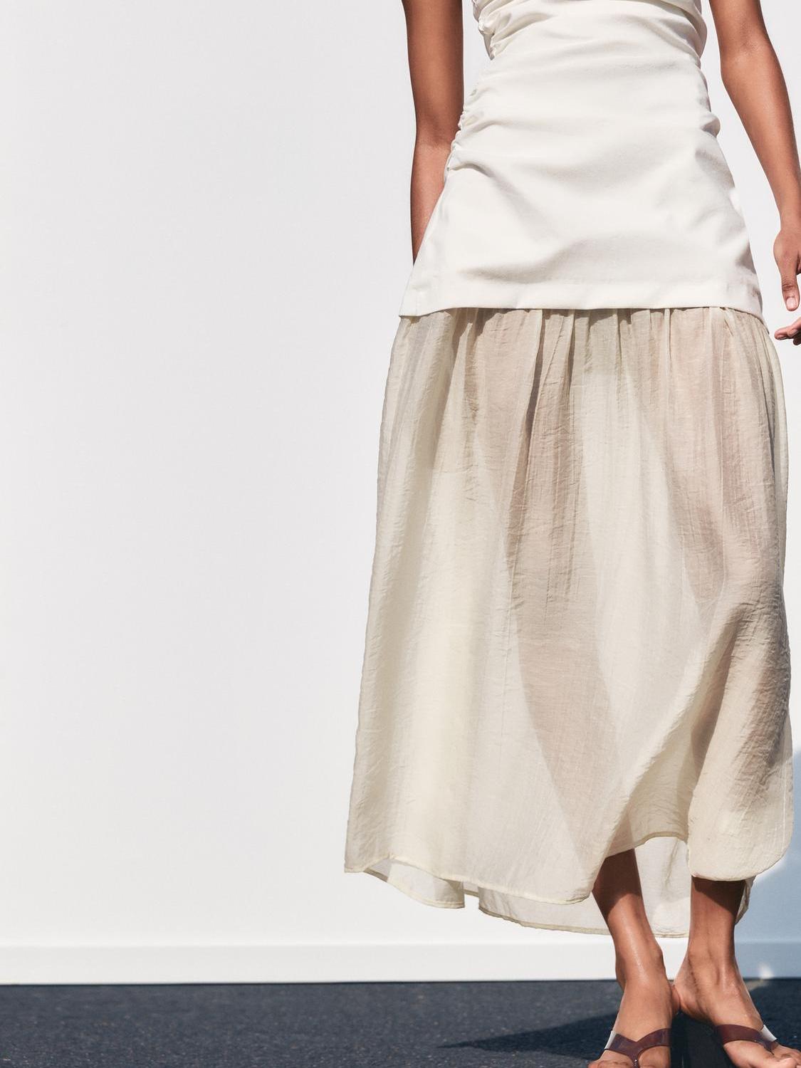 Contrast Strapless Tube Midi Dress