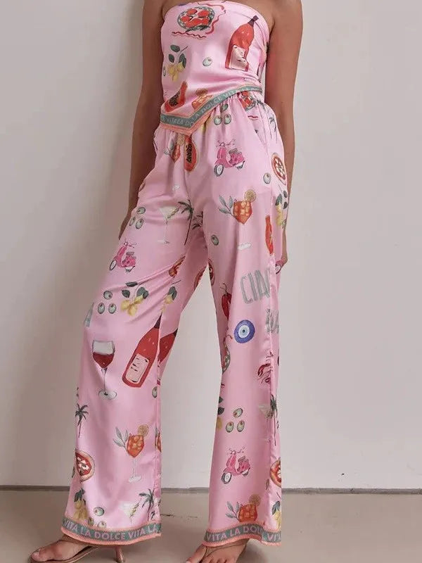 Costa Rica Bandana Tube Top & Pants Coord Set