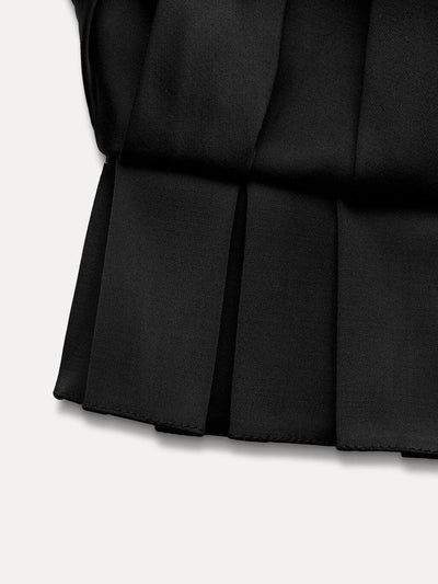 Pleated Black Crop Tube Top