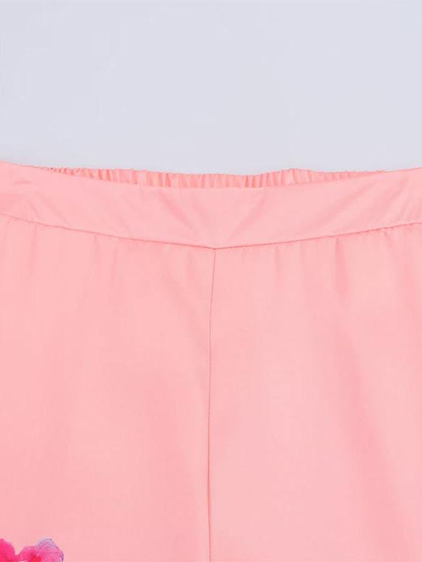 Pink Flower Print Shirt & Pants Coord Set