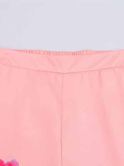 Pink Flower Print Shirt & Pants Coord Set