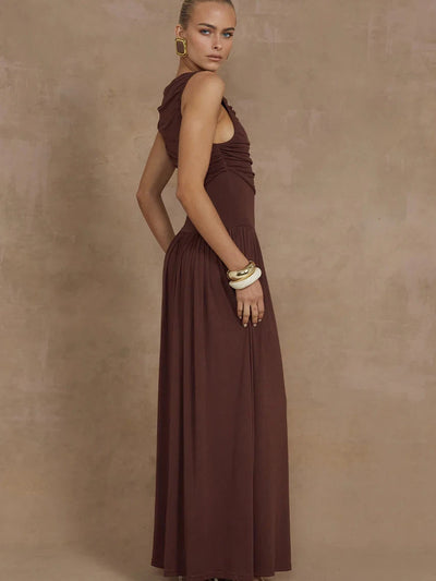 Sleeveless Ruched Maxi Dress