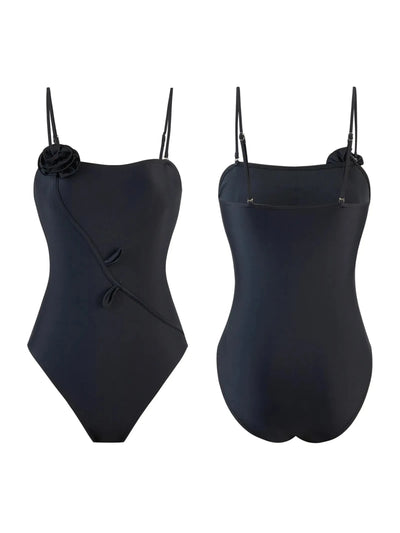 Abstract Applique print Bikini Swimsuit Set with Sarong Skirt