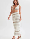 Ameya Striped Crochet Bralette & Skirt Coord Set