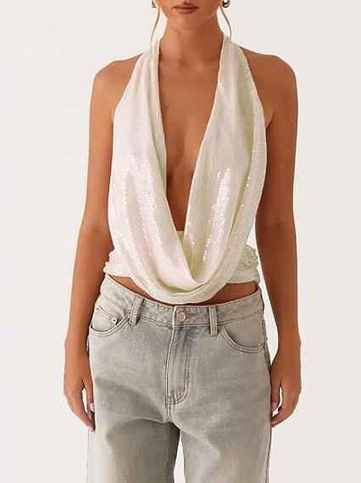 Celeste Sequin Cowl Top