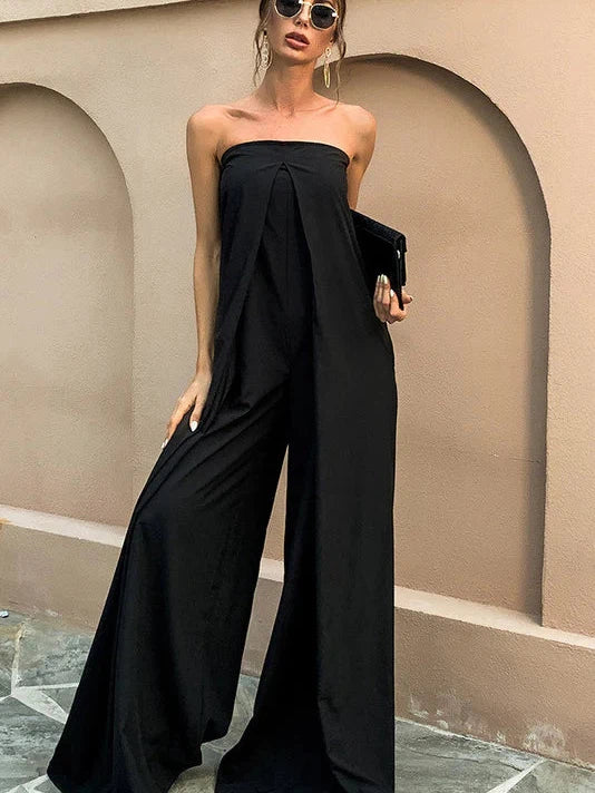 Strapless Tube Wide Leg Jumpsuit Pants