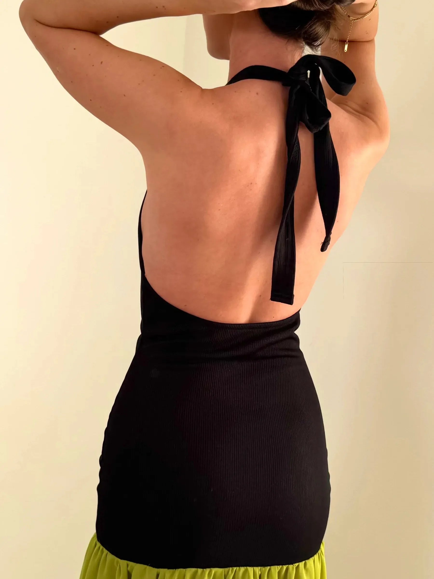 Deep V-Neck Backless Lace-Up Maxi Dress