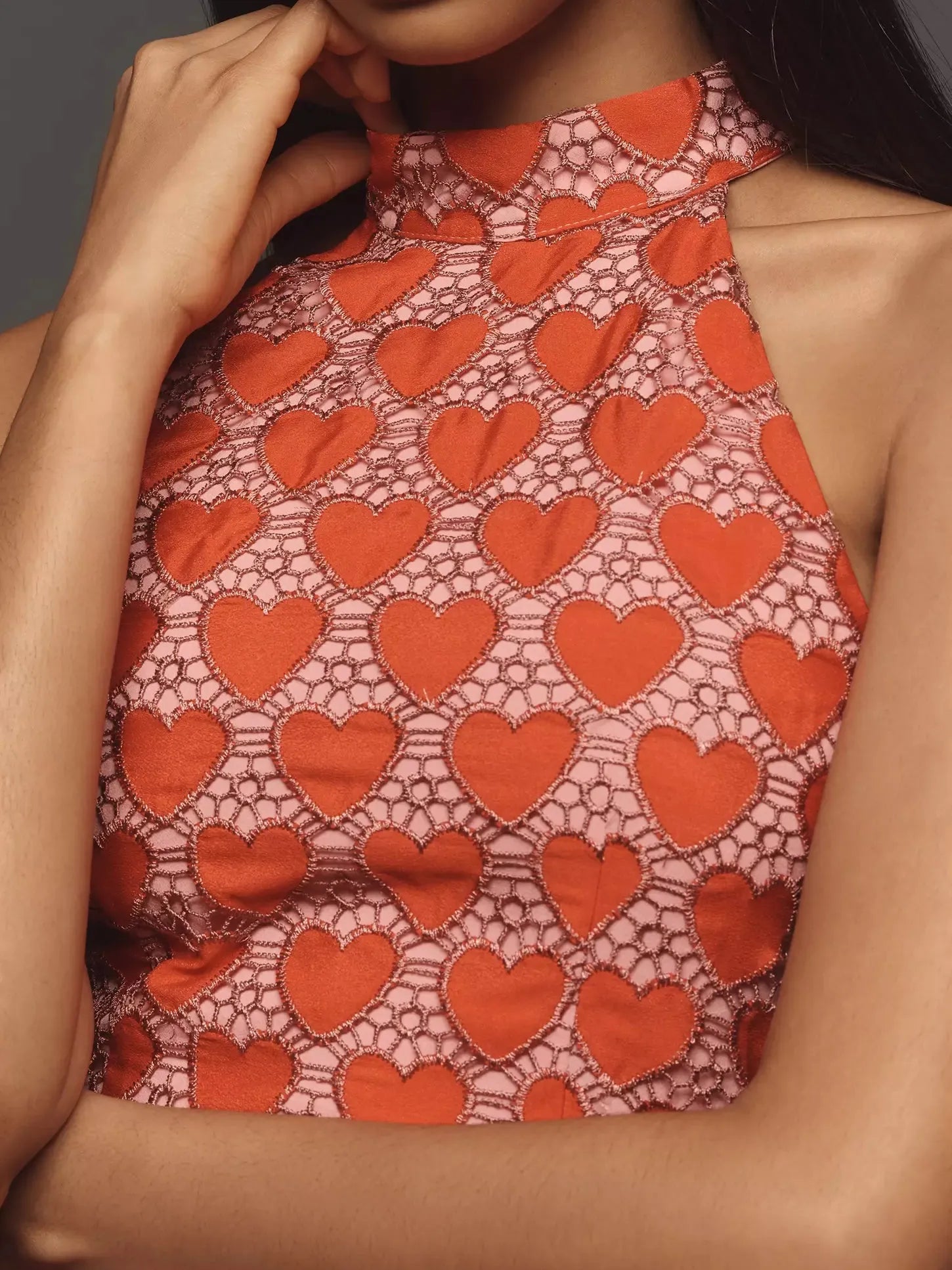 Heart Laser Print Cutout Sleeveless Fringe Midi Dress