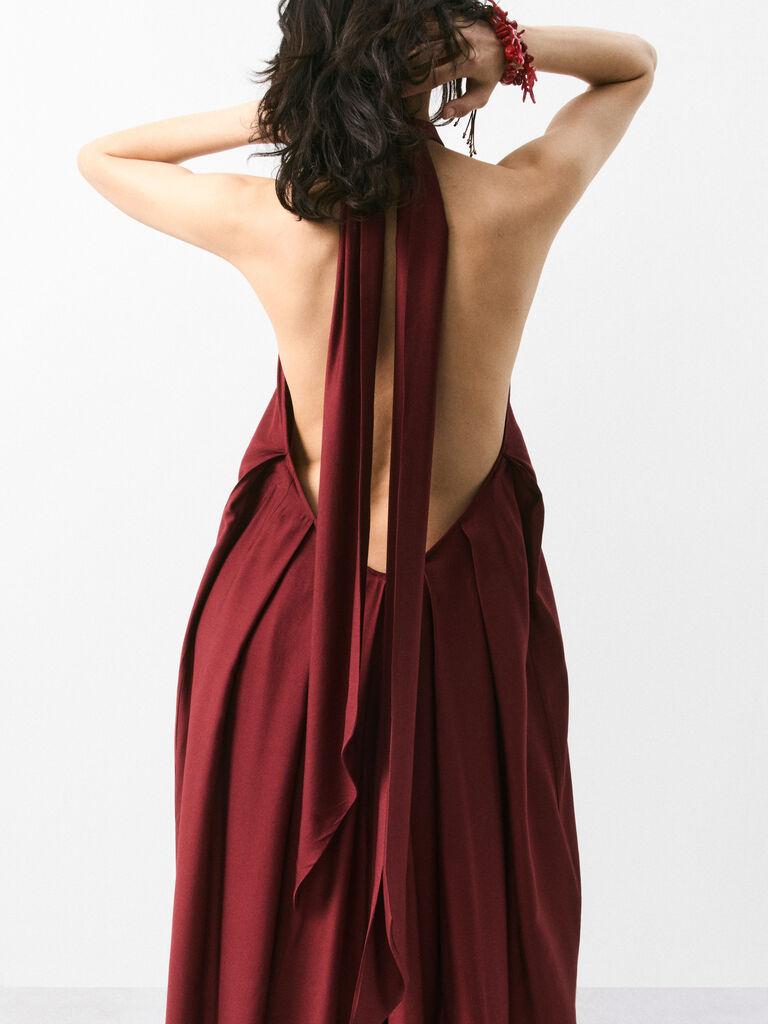 Wide Strap Halterneck Backless Maxi Dress