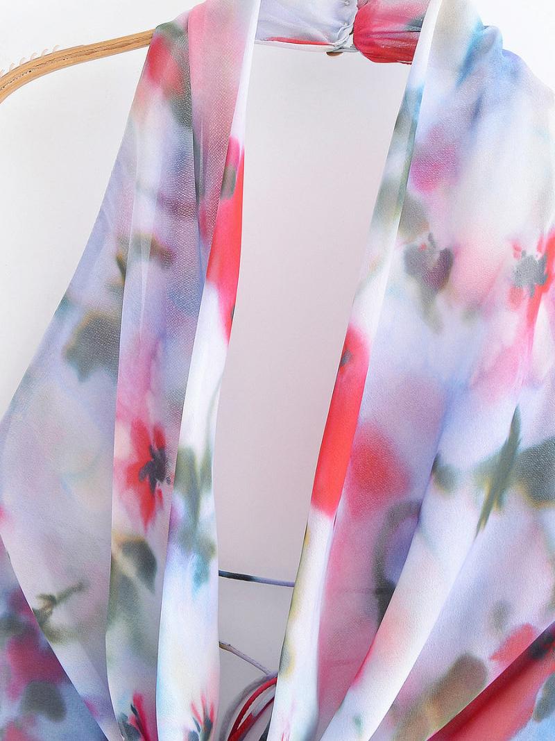 Elena Floral Print Halterneck Backless Mesh Dress