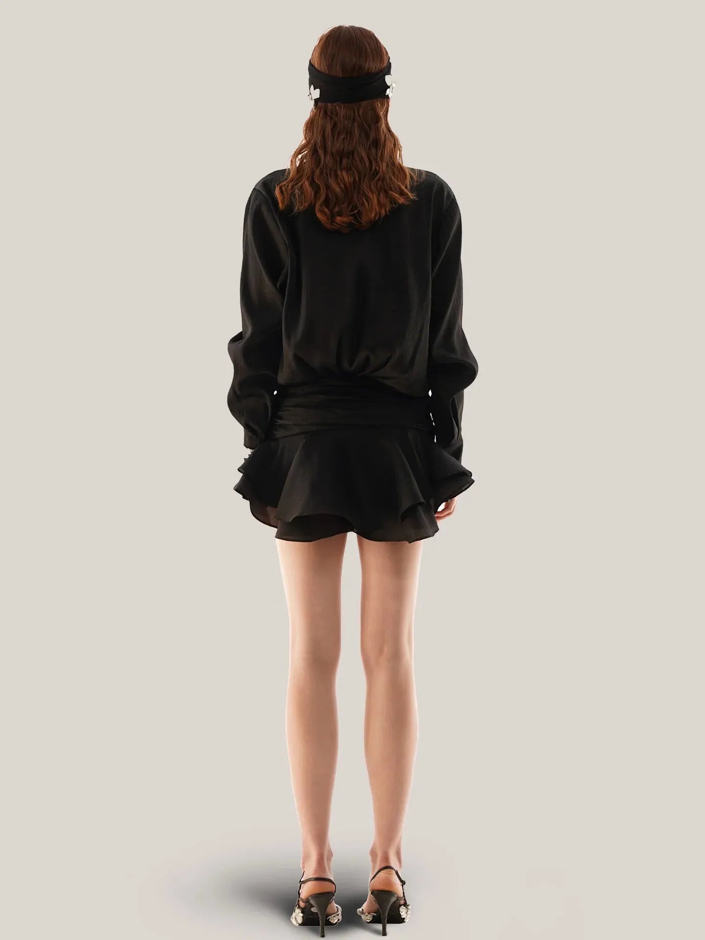 Black Rosy Shirt Dress with Skirt coord Set