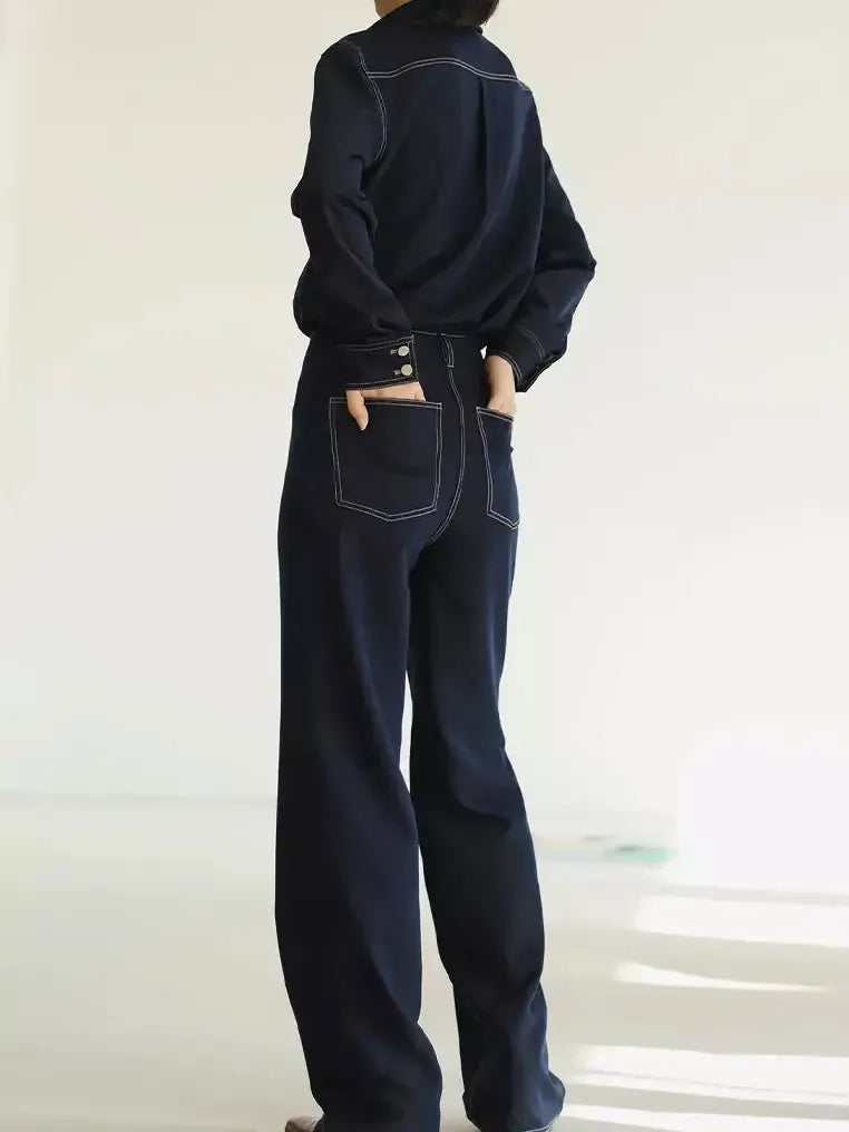 Soft retro denim shirt and pants Coord set