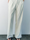 Striped Deep Cowl Neck Top & Wide Leg Pant Coord Set