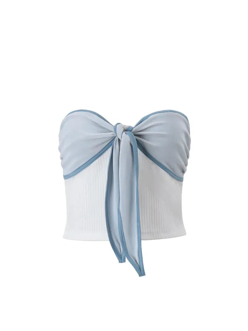 Bow knot Strapless Crop Tube Top