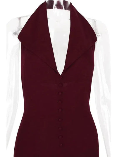 Halterneck Backless Midi Dress