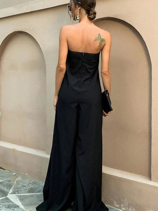 Strapless Tube Wide Leg Jumpsuit Pants
