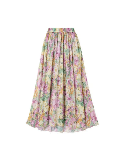 One Shoulder Cut out Blossom Print Swimsuit Skirt Set