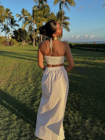 Crochet butterfly halter crop top