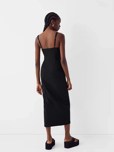 Sleeveless Lace-up Slit Midi Dress