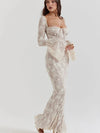 Sweetheart  Neck Bell Sleeves Lace Maxi Dress