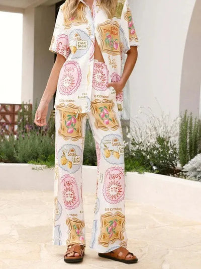 Summer Bella Print Shirt & Pants Coord Set