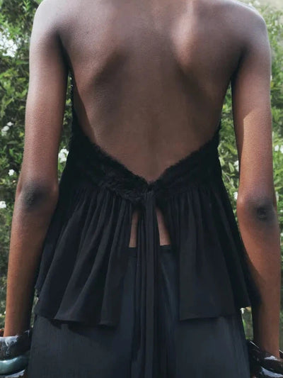 Halterneck Gathered Backless Top