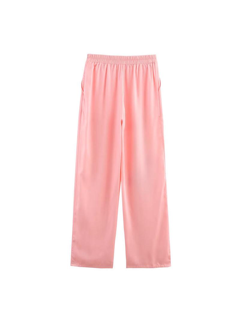 Pink Flower Print Shirt & Pants Coord Set