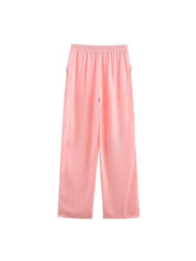 Pink Flower Print Shirt & Pants Coord Set