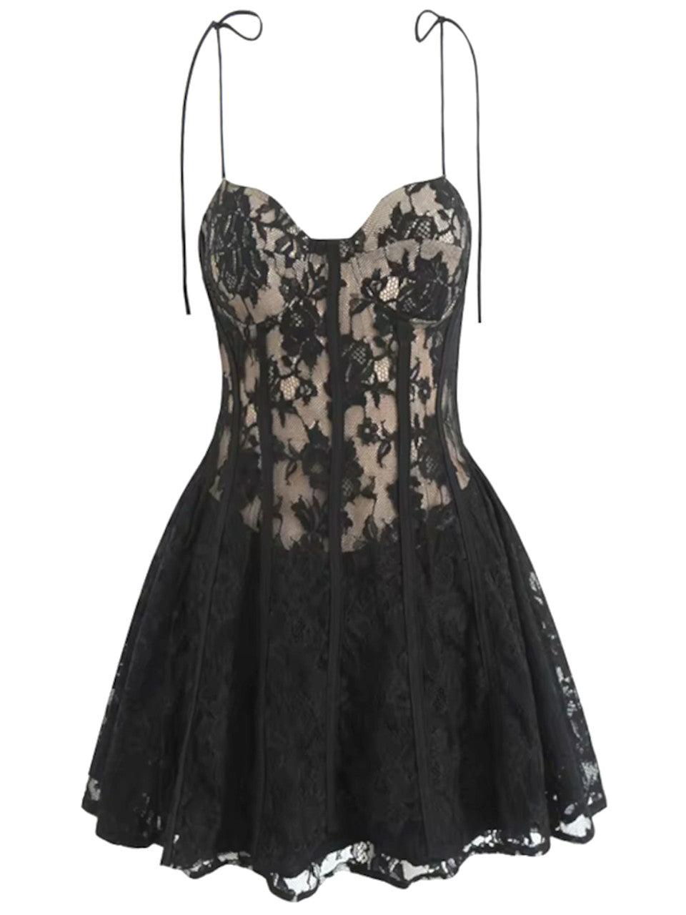 Gloria Lace Bustier A Line Short Dress