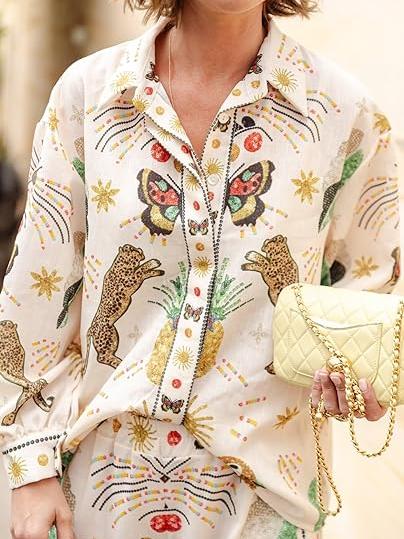 Summer Leopard Print Shirt & Pants Coord Set