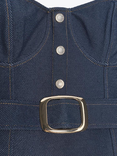 Strapless Denim Tube Dress with Belt
