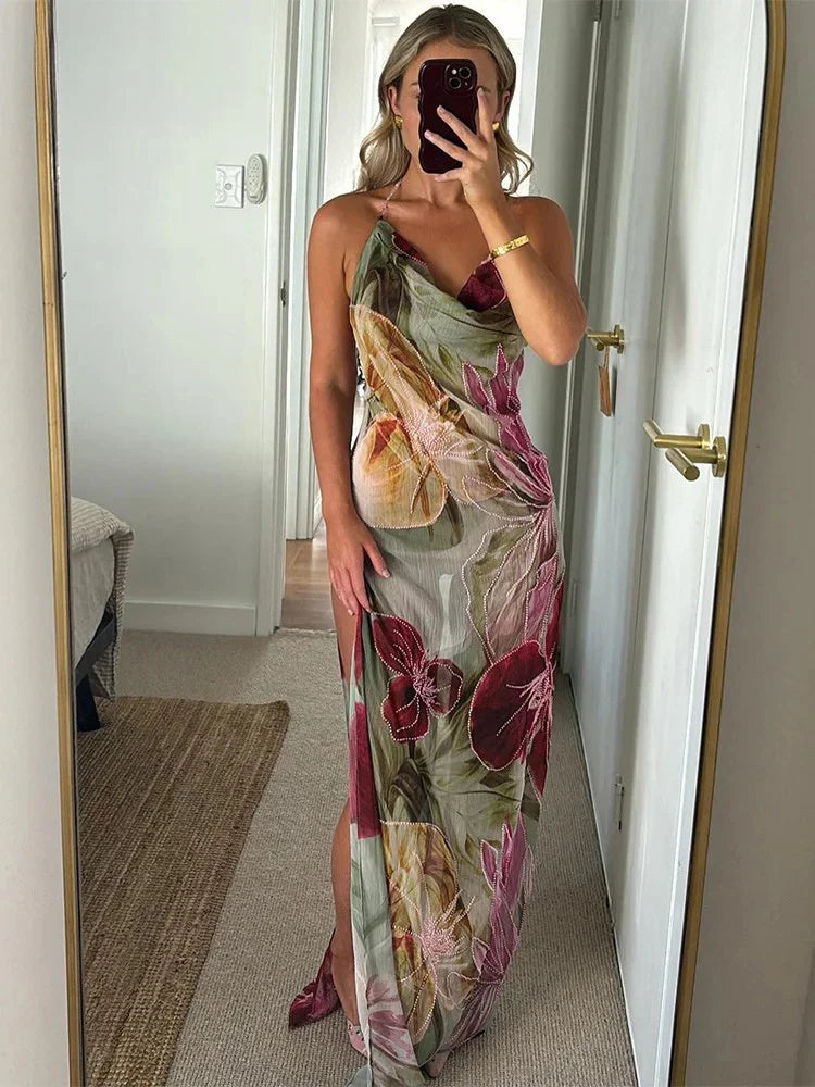 Breezy Floral Chiffon Maxi Dress