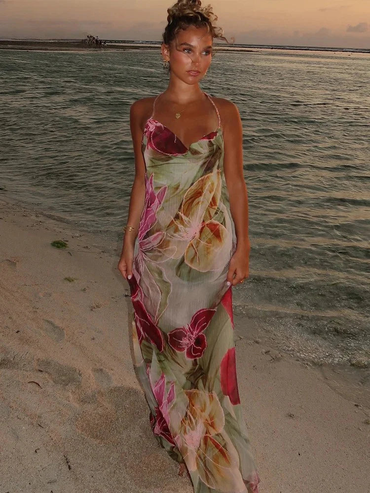 Breezy Floral Chiffon Maxi Dress