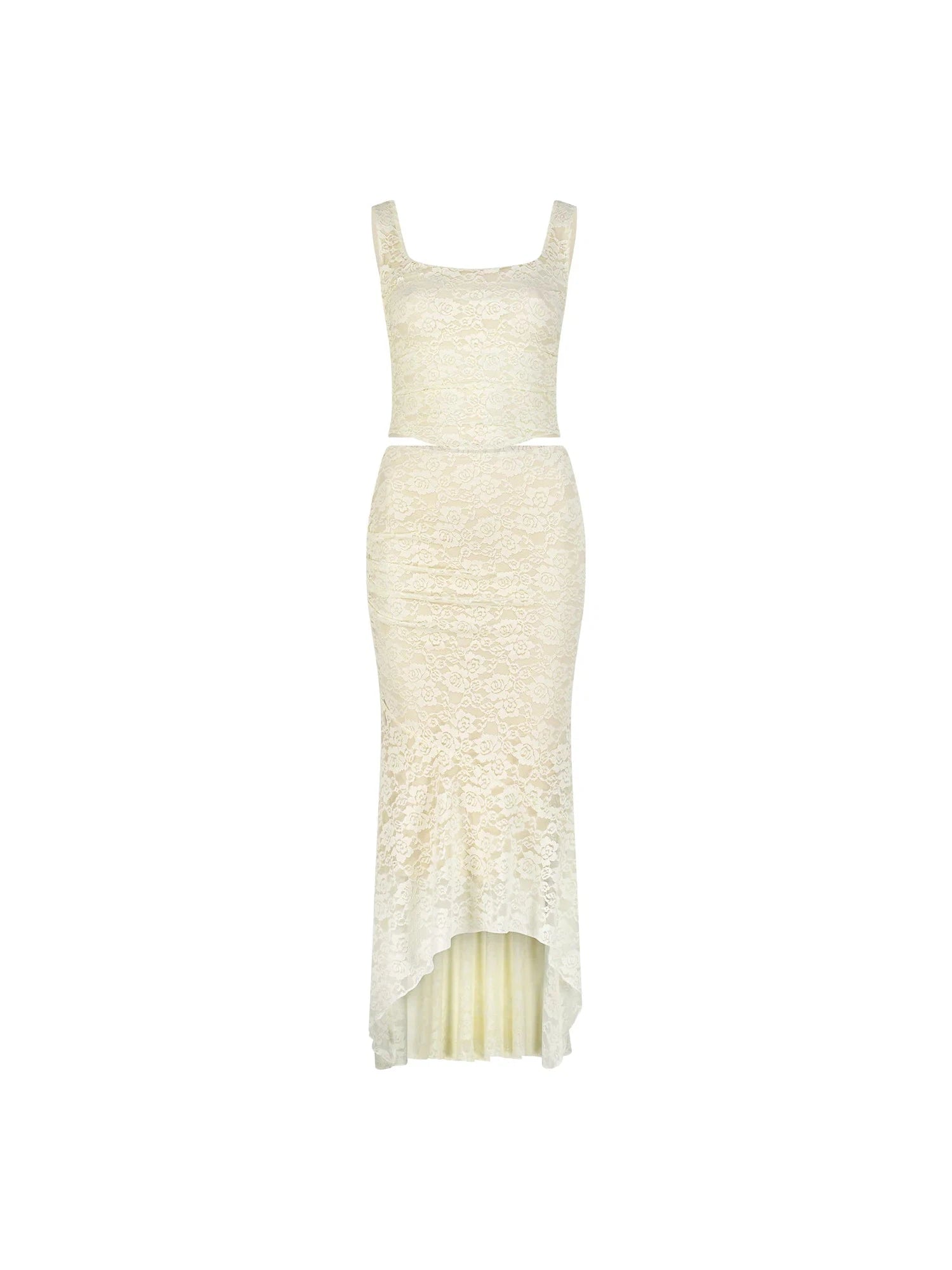 Lace Tied Back Corset Top & Skirt Coord Set