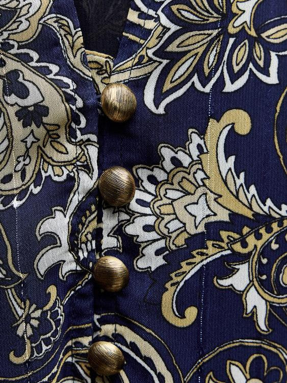 Paisley Print Long Sleeves Short Dress