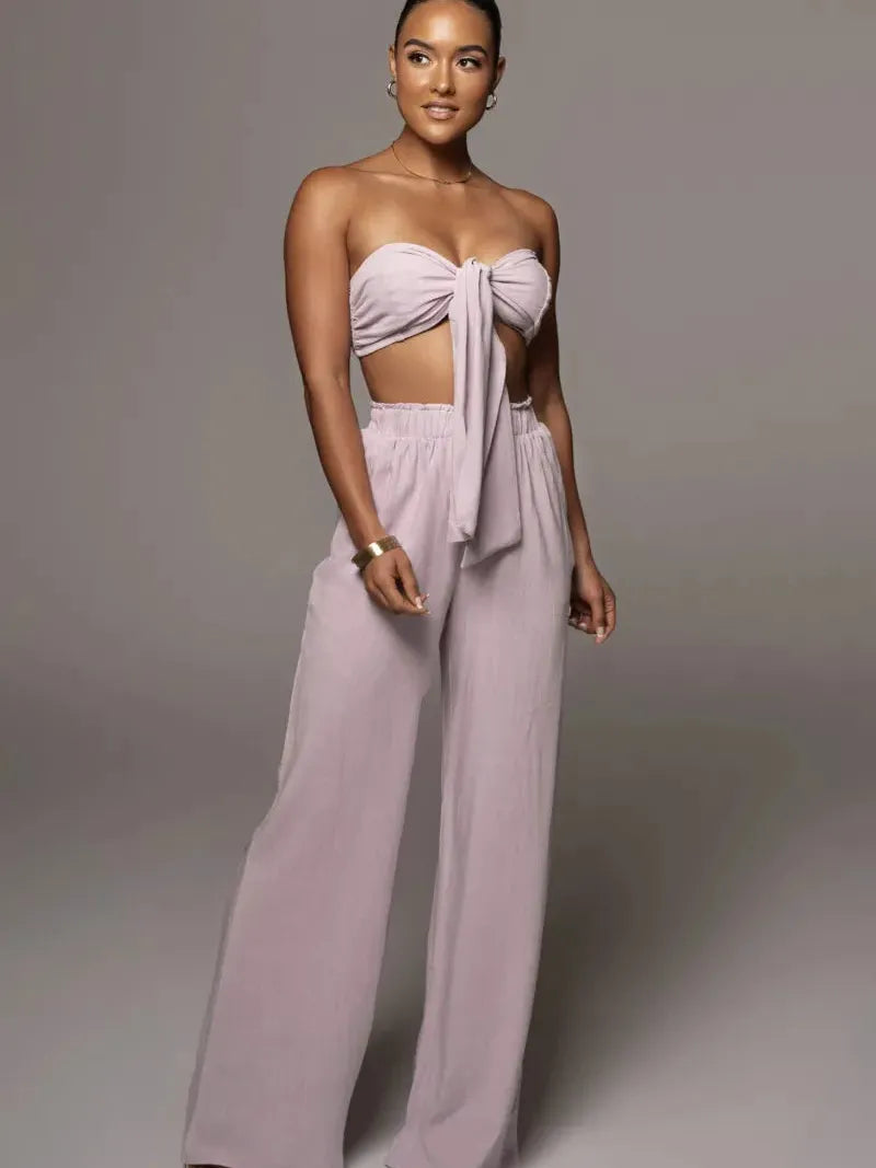 Knotty Bandeau Top & Pants Coord Set