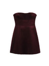 Bow Applique Velvet Tube Short Dress