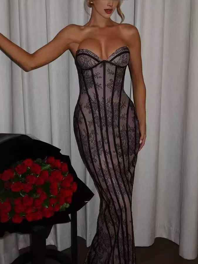 Floral Lace Corset Mermaid Gown
